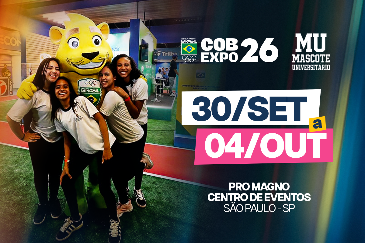 Mascote Universitário no COB Expo 26, de 30 de setembro a 4 de outubro, no Pro Magno Centro de Eventos em São Paulo